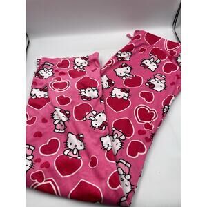 Hello Kitty Fleece Valentines Lounge PJs Sleep Pants Ladies Medium